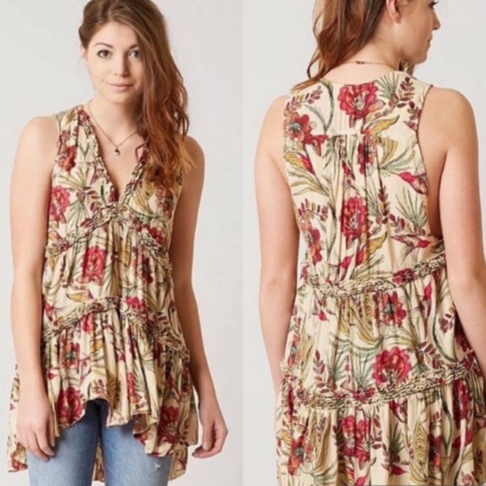 FREE PEOPLE HUMMINGBIRD TIERED RUFFLE TUNIC